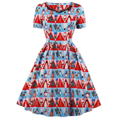 

Vintage Christmas Printed Fit&Flare Dress