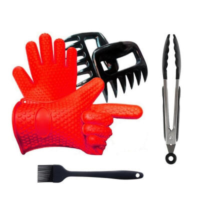 

4PCS set Heat Resistant Silicone Kitchen barbecue BBQ Cooking Gloves Meat Shredder Claws Kitchen Tongs for Cooking Grilling