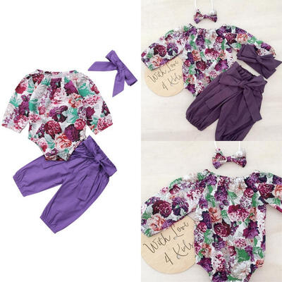 

Newborn Infant Baby Girls Outfits Set Clothes Tops Romper Floral Pants Leggings