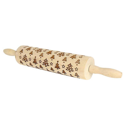 

Christmas Reindeer Engraved Embossing Rolling Pin for Cookies Dough Baking