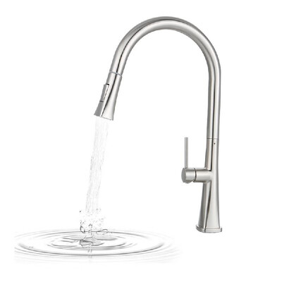 

High Arc Pull Out Faucets Bathroom Kitchen Sink Basin Faucets Pull Down Sprayer Ceramic Valve Core Brush Nickel Finished Water Tap
