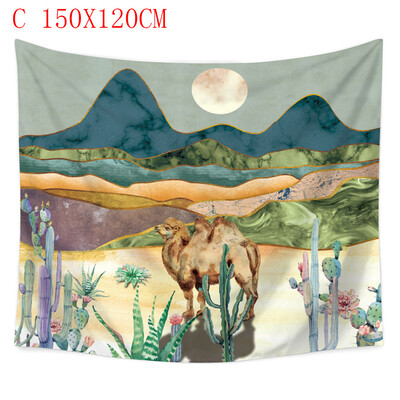 

Toponeto Cactus Tapestry Wall Hanging Moon&Cactus Plant Printed Tapestry Cactus Watercolor Tapestry