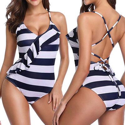 

Saidsome Womens One Piece Monokini Tie Back Tummy Control V-Neck Strappy Swimweat