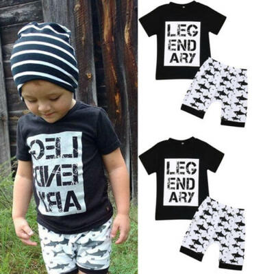 

New Toddler Kids Baby Boys Tops T-shirt Shark Pants Shorts Outfit Clothes Summer