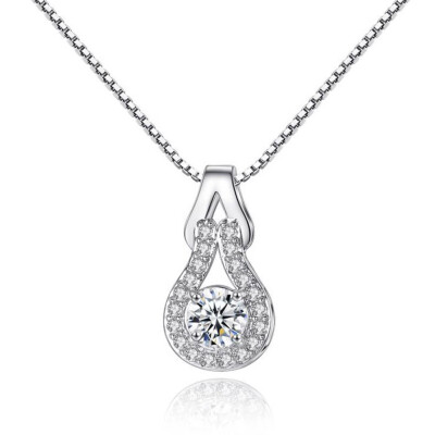 

925 Sterling Silver Moissanite White Diamond Aaa Zircon Gourd Pendant Necklace Wedding Jewelry Gifts