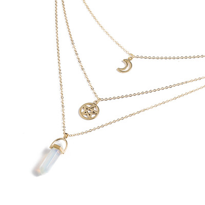 

Hot sale Hexagonal Column Quartz Necklaces Pendants Fashion Natural Stone Bullet Pink Crystal Pendant Necklace For Women Jewelry