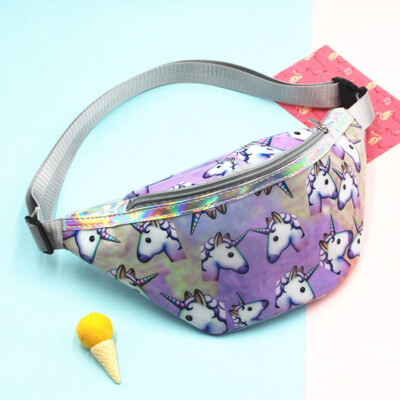 

pengousm Waist bag ladies pocket transparent print girl pockets shoulder strap adjustable