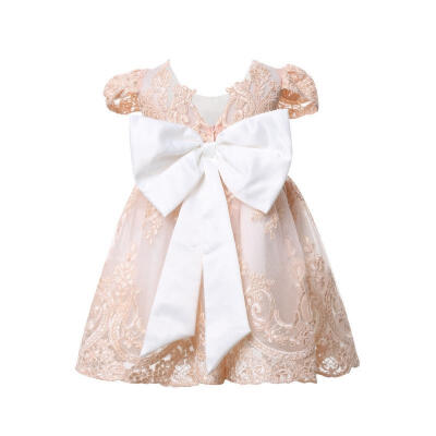 

Kids Baby Girl Dress Embroidered Bowknot Party Wedding Gown Formal Dresses 6M-4T