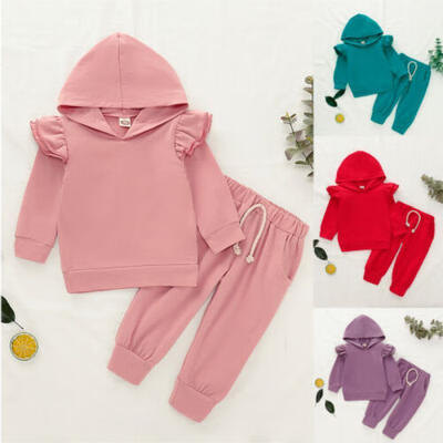 

2PCS Toddler Kids Baby Girl Long Sleeve Hooded TopsPants Outfits Clothes Set US