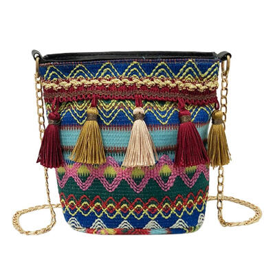 

Vintage Print Tassels Handbags Women Straw Chain Shoulder Crossbody Bags