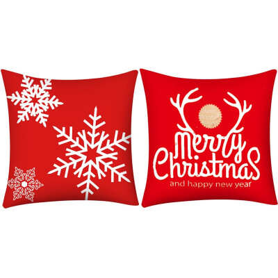 

Tailored Merry Christmas Print Pillow Case Polyester Sofa Car Cushion Cover Home Decor