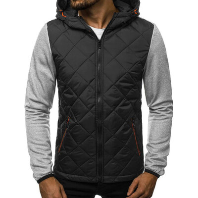 

Mens Autumn Sweatshirt Long Sleeve Spliced Hoodie Zipper Casual Warm Jacket Coat