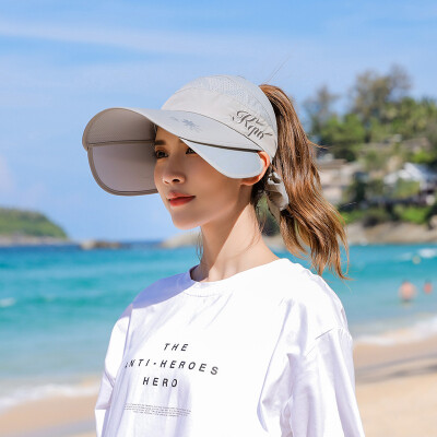 

Hat Female Summer Skytop Sunshade Cap Sunscreen Cap Face Cover Ultraviolet Protection Travel Extensible Sun Cap