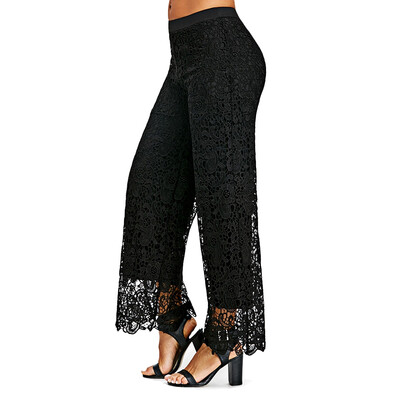 

Lace Elastic Waist Wide Leg Pants