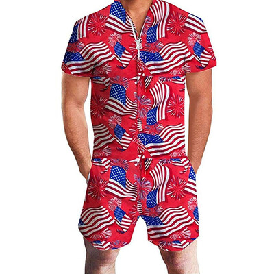 

Men Romper Street Casual Cargo Pants Jumpsuit Overall T-Shirt Shorts Set