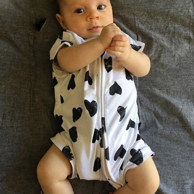 

Newborn Infant Baby Girl Boy Short Sleeve Heart Jumpsuit Romper Outfits Clothes