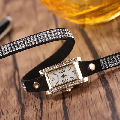 

Fashion Korea Velvet Square Bracelet Watch Womens Wreath Watch with Diamond Belt Quartz Watch Womens Model