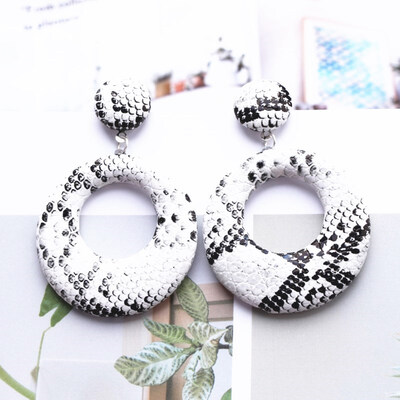 

EK625 2019 New Big Round Drop Earrings for Women Punk Vintage Oversize Big Statement Earrings Snake Skin Party Jewelry Oorbellen