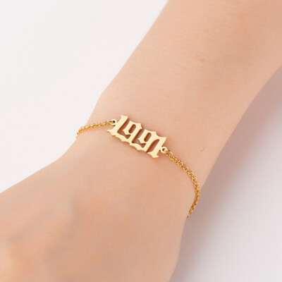 

1980-2000 Pendant Charm Bracelets Stainless Steel Chain Jewelry Gifts For Women Men Baby Child Time Past Birthday Gifts