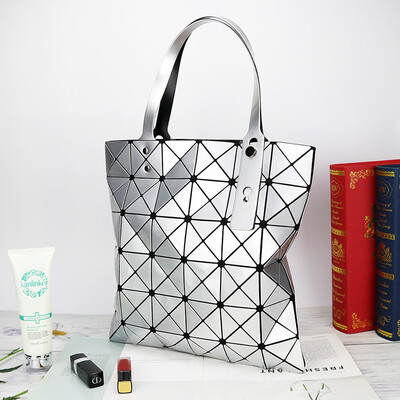 

Glossy PU Fashion Miyake Geometric Rhombus Portable Womens Bag 6 Folding Variety Shoulder Bag