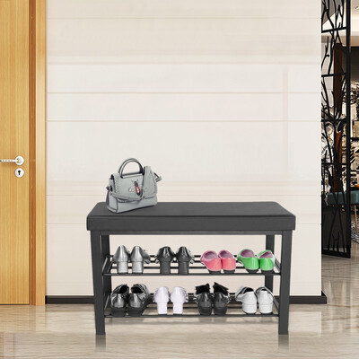 

Gobestart 3-Tier Shoe Rack Shoe Bench For Entryway Storage Organizer With Foam Padded Seat