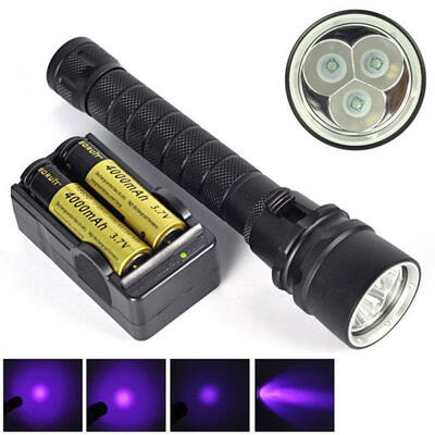 

UV Lamp 3 x UV LED Violet Underwater 100M Diving Aluminum Flashlight For Hunting
