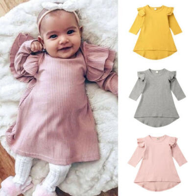 

US Toddler Infant Baby Girl Clothes Ruffle Long Sleeve Dress Casual Dress Autumn