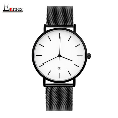 

Enmex simple design light steel neutral watch stereo simple lovers wrist when translating holiday gifts