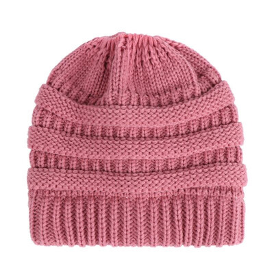 

Fashion Women Knitted Beanies Tail Hat Dome High Bun Ponytail Winter Warm Cap Skullies Headwear