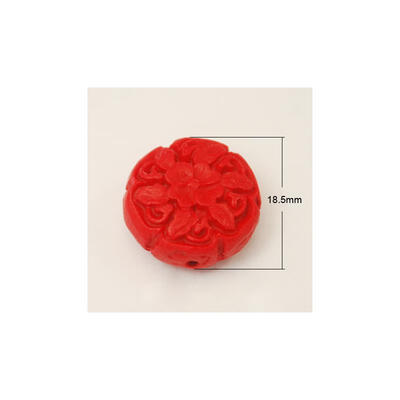 

Cinnabar Beads Carved Lacquerware Flat Round Red 185x8mm Hole 2mm