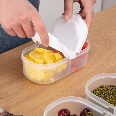 

Toponeto Double-grid Food Container Grain Sealed Tank Candy Spice Storage Case With Lid
