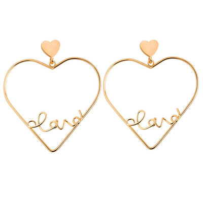 

Sweet And Lovely Hollow Heart Letters Exaggerated Love Love Earrings