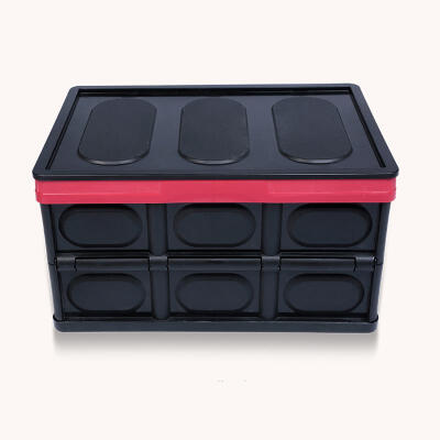 

Collapsible Plastic Storage Black Box Car Trunk Organizer w cover