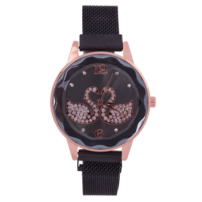 

Summer new magnet magnet strap ladies swan fashion watch student personality quartz watch