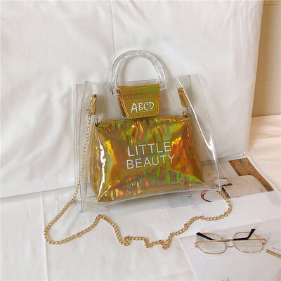 

Tailored Fashion Lady Transparent Jelly Letter Wild Chain Shoulder Bag Messenger Bag