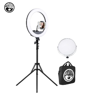 

MANTOO RL-18 II 18 Inches LED Soft Ring Video Light Bi-color Dimmable Photography Fill Light 3200K-5600K CRI 90 55W with Light St