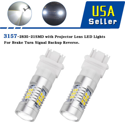 

2x 3157 High Power 21-SMD LED White Turn Signal Light Back Up Reverse Bulbs 12V