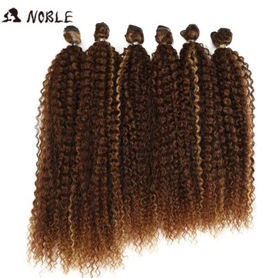 

Nobre Afro Kinky Curly Cabelo Weave 18-22 polegada 6 peçaslote Pacotes Com Fecho de Cabelo Sintético Ombre Feixes de Cabelo cabel