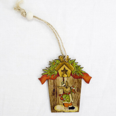 

2Pcs Christmas Decorations Wooden Ornament Xmas Tree Hanging Pendant Ornament