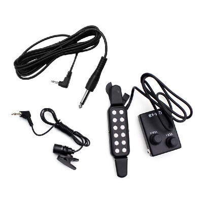 

QH-6B 12-hole Magnetic Sound Hole Guitar Pickup Transducer Kit with Volume Controller Lapel Tie Clip Microphone Audio Cable for 38