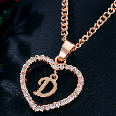 

Womens Heart Pendant Necklace with Cubic Zirconia&Letter Pendant Necklace Gift for Women or Girls