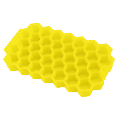 

Honeycomb Shape Ice Cube 37-Slot Tray Mold Storage Silicone Container with Lid