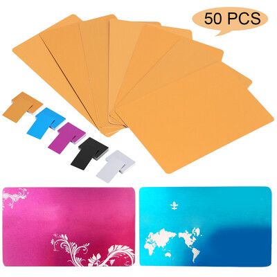 

50Pcs 5 Colors Impressive Blanks Laser Mark Engraved Metal Smooth Business Visiting Name Cards Blanks Business Cards
