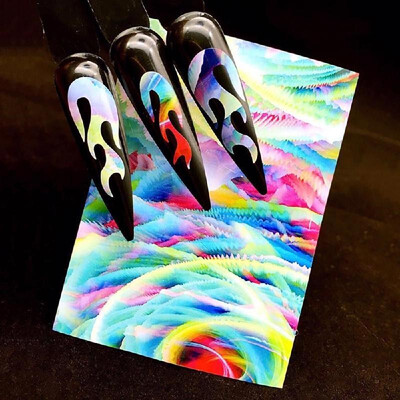 

Colorful Nail Sheet Blaze Shape Hollow Nail Art Transfer Decals Self-Adhesive Blaze Sticker