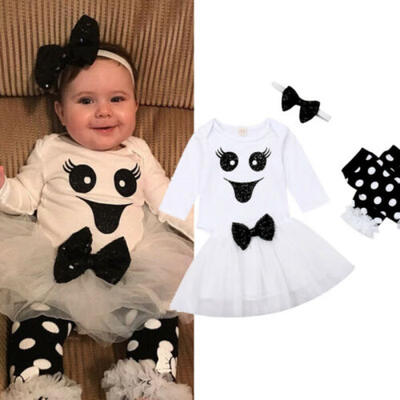 

UK Newborn Baby Girl 4pcs Halloween Fancy Clothes Tops Romper Tutu Dress Outfits