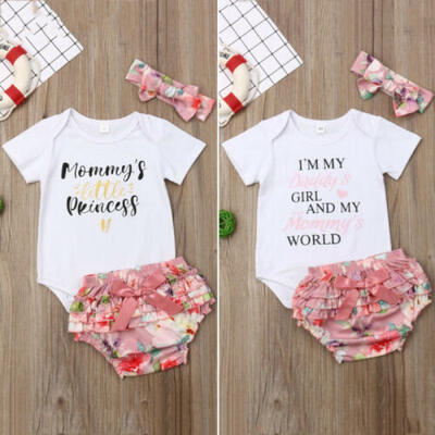 

UK 3PCS Newborn Baby Girl Clothes Mommys Little Princess TopsShorts Outfit Set