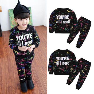 

Toddler Baby Girls Long Sleeves Letter Print TopPants Outfit Kids Clothes Sets