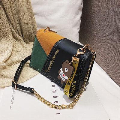 

Spring&summer contrast color mosaic bag female 2019 new Korean version of the wild single shoulder slung fashion chain personality small square