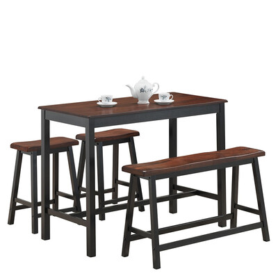 

4 pcs Solid Wood Counter Height Dining Table Set-Coffee