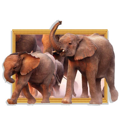 

3D Elephant PVC Waterproof Wall Sticker Living Room Porch Dining Room Decal